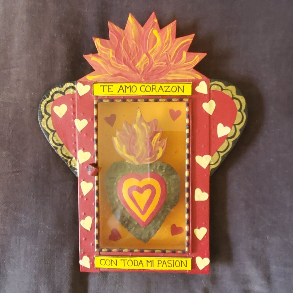 Mexican Folk Art Tin Nicho - Sacred Heart